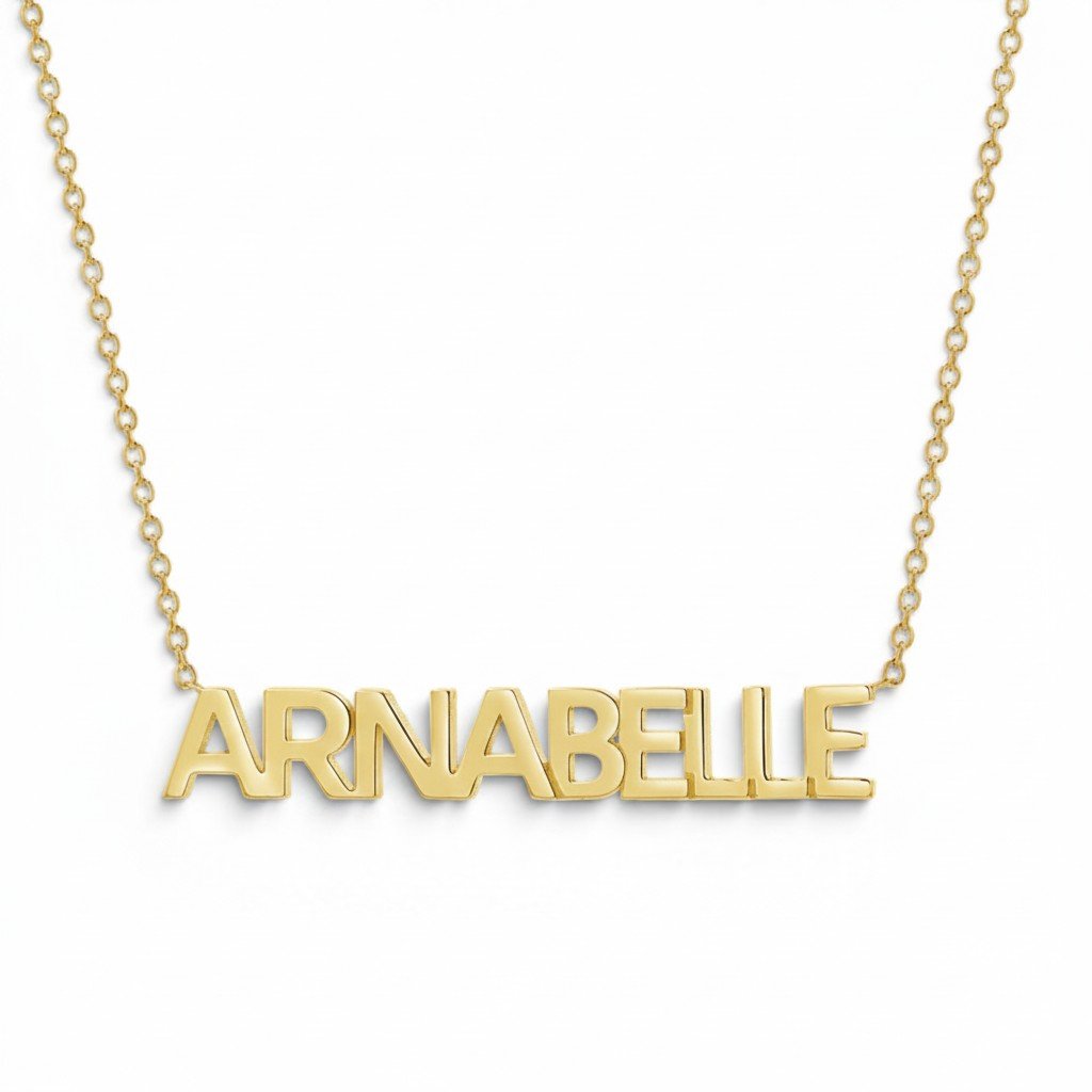 Block Letter Name Necklace - Lotus Diamond
