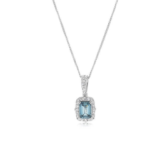 Blue Baguette Lab - grown Diamond Pendant - Lotus Diamond