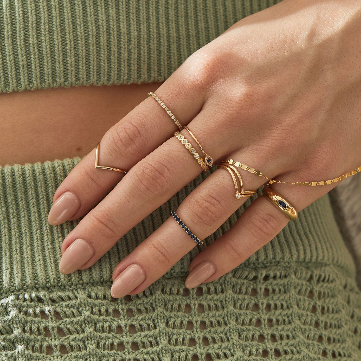Blue Sapphire Eternity Band - Lotus Diamond