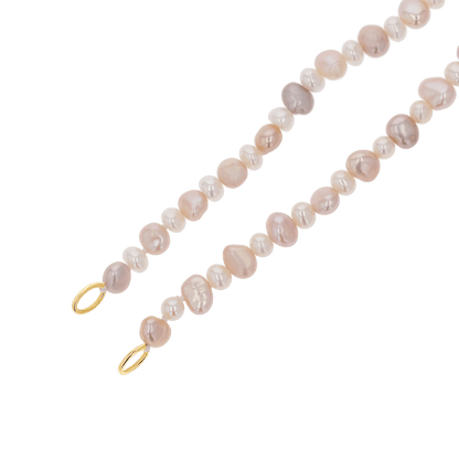 Blush and White Pearl Connector Necklace - Lotus Diamond