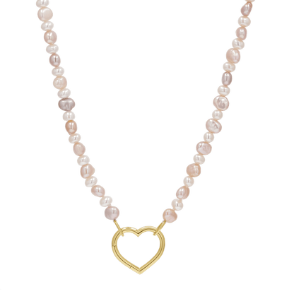 Blush and White Pearl Connector Necklace - Lotus Diamond