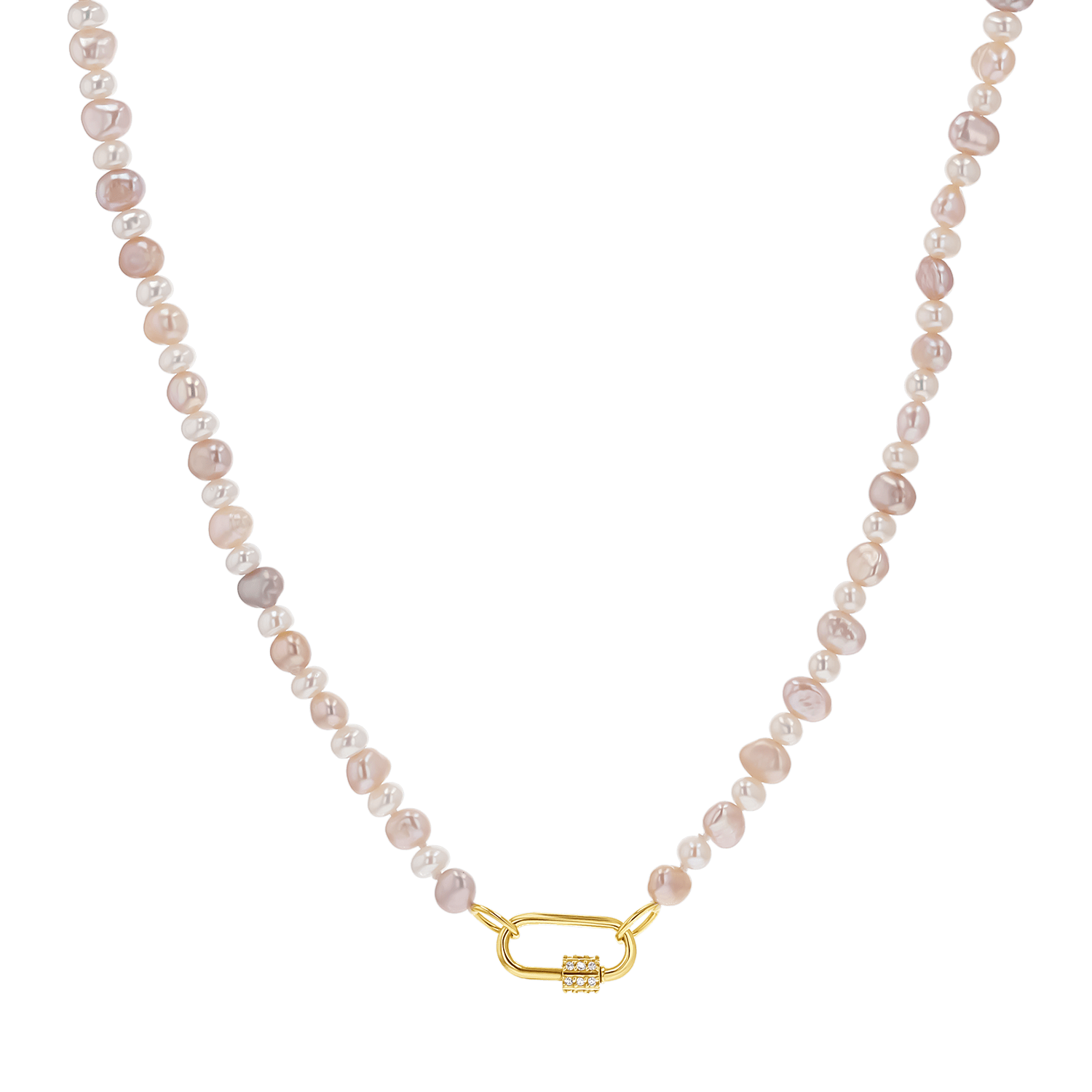 Blush and White Pearl Connector Necklace - Lotus Diamond