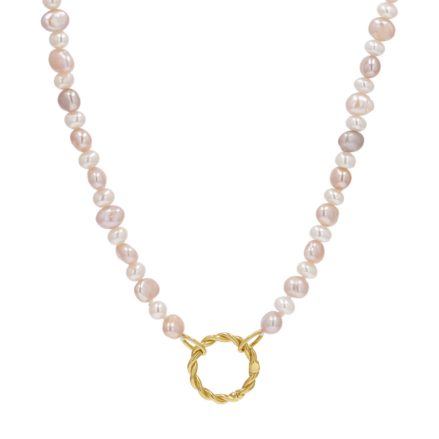 Blush and White Pearl Connector Necklace - Lotus Diamond