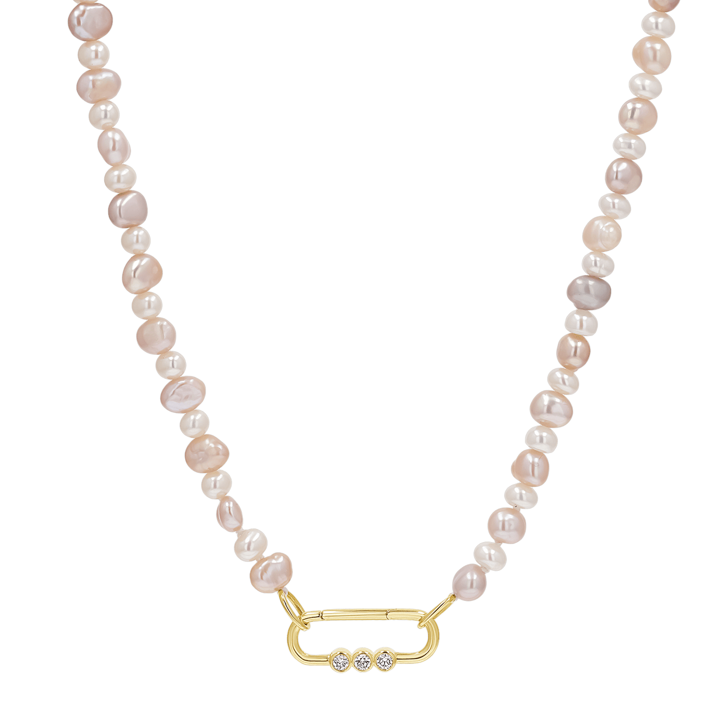Blush and White Pearl Connector Necklace - Lotus Diamond