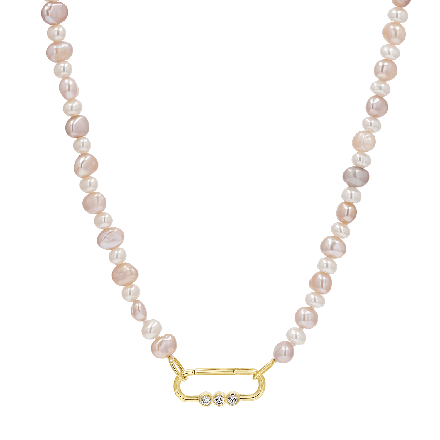 Blush and White Pearl Connector Necklace - Lotus Diamond