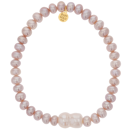 Blush Pearl Stretch Bead Bracelet - Lotus Diamond