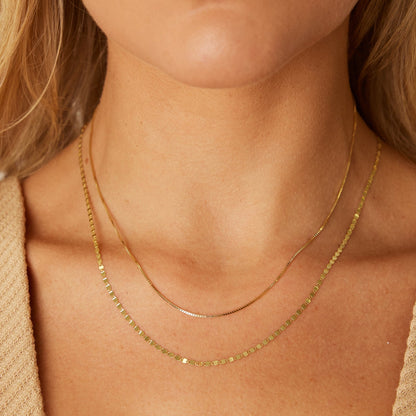 Box Chain Necklace - Lotus Diamond