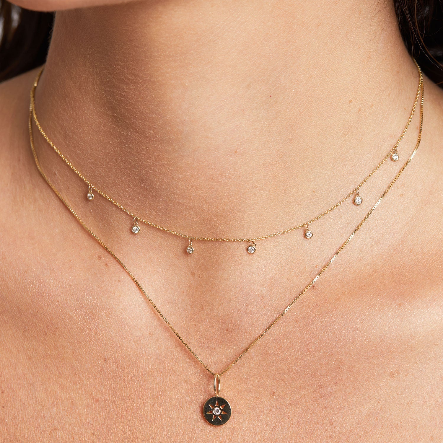 Box Chain Necklace - Lotus Diamond