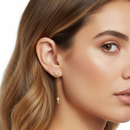Butterfly Silhouette Stud Earrings - Lotus Diamond