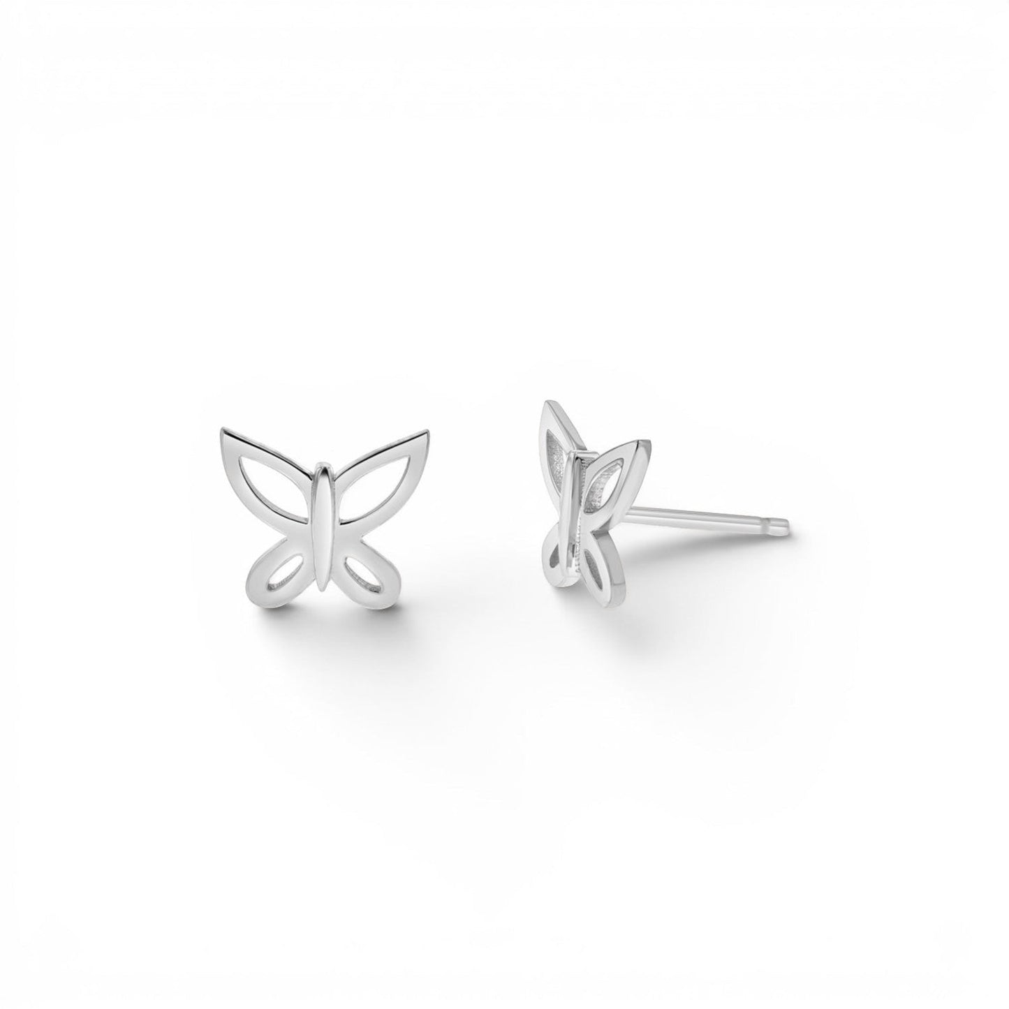 Butterfly Silhouette Stud Earrings - Lotus Diamond