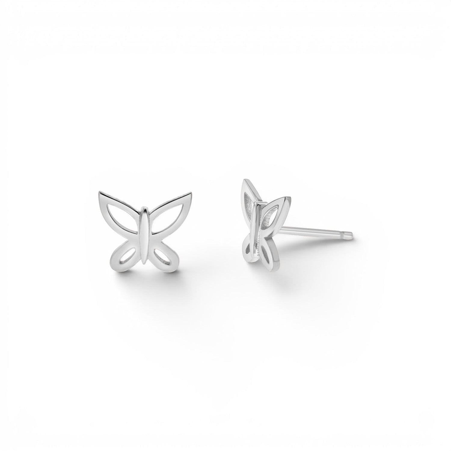Butterfly Silhouette Stud Earrings - Lotus Diamond