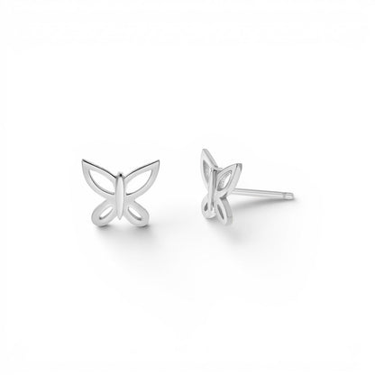Butterfly Silhouette Stud Earrings - Lotus Diamond