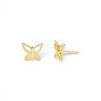 Butterfly Silhouette Stud Earrings - Lotus Diamond