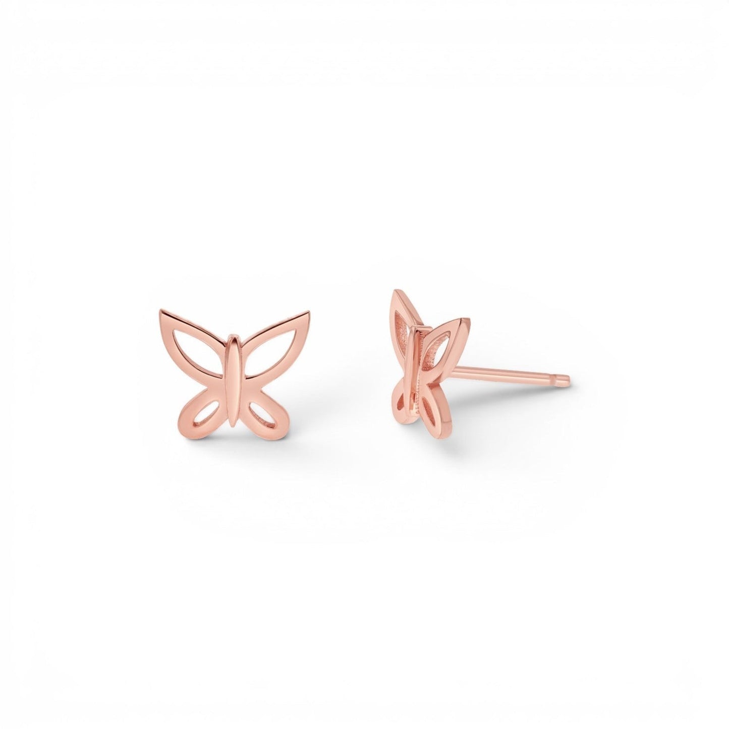 Butterfly Silhouette Stud Earrings - Lotus Diamond