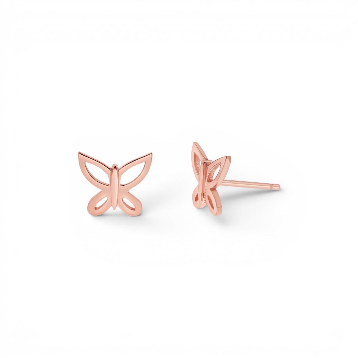 Butterfly Silhouette Stud Earrings - Lotus Diamond