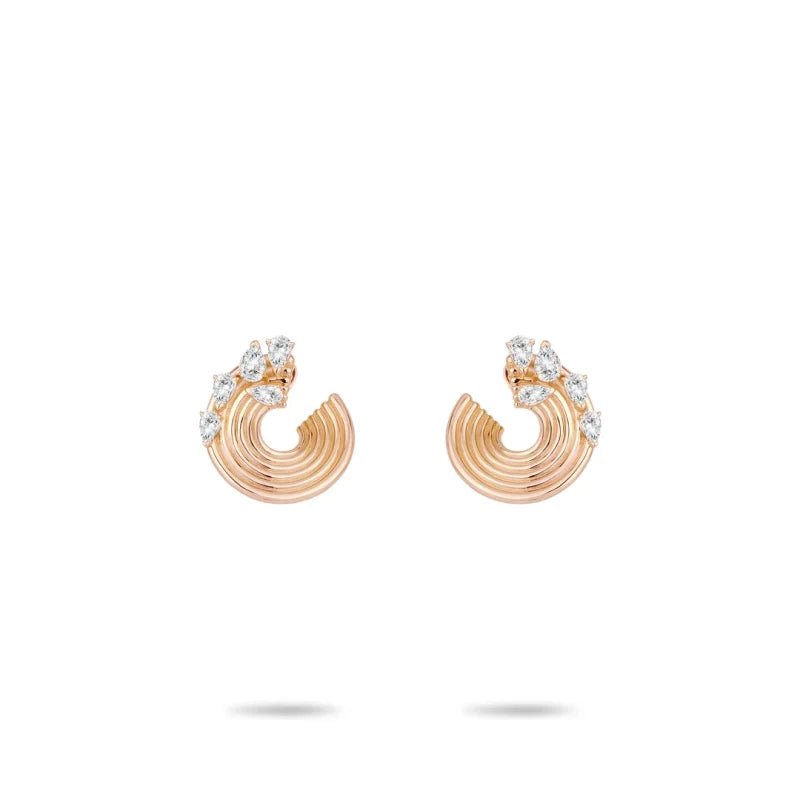 Cameo 925 Silver Synthetic Zircon Earrings White Water Drop Gems Shining Diamond C - shaped Fashion Champagne Gold Earrings - Lotus Diamond