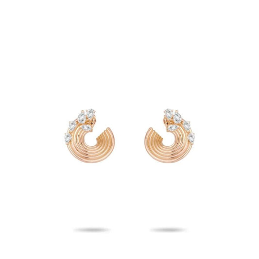 Cameo 925 Silver Synthetic Zircon Earrings White Water Drop Gems Shining Diamond C - shaped Fashion Champagne Gold Earrings - Lotus Diamond