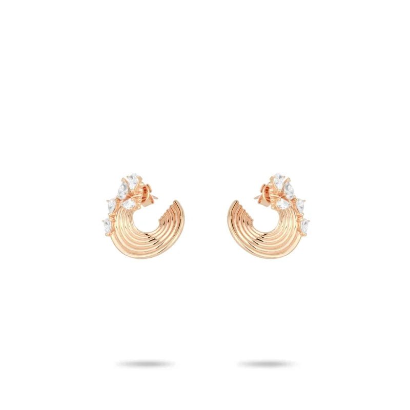 Cameo 925 Silver Synthetic Zircon Earrings White Water Drop Gems Shining Diamond C - shaped Fashion Champagne Gold Earrings - Lotus Diamond