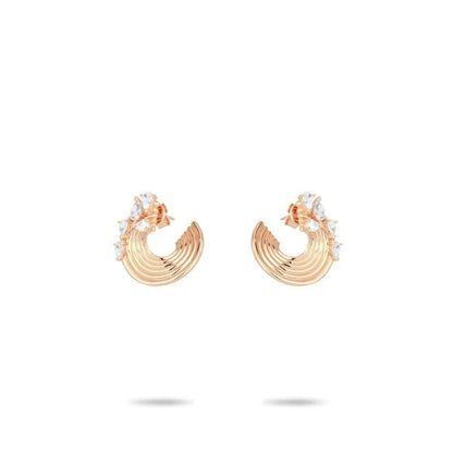 Cameo 925 Silver Synthetic Zircon Earrings White Water Drop Gems Shining Diamond C - shaped Fashion Champagne Gold Earrings - Lotus Diamond