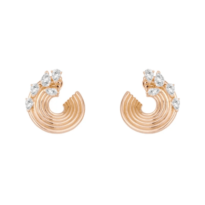 Cameo 925 Silver Synthetic Zircon Earrings White Water Drop Gems Shining Diamond C - shaped Fashion Champagne Gold Earrings - Lotus Diamond