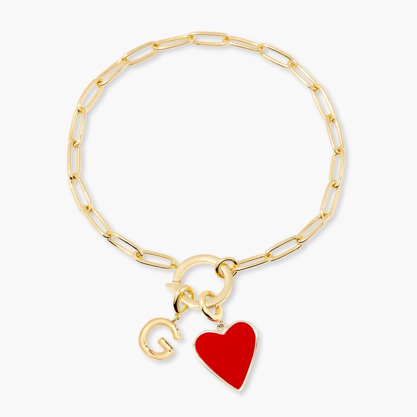 Cameron Heart Initial Bracelet - Lotus Diamond