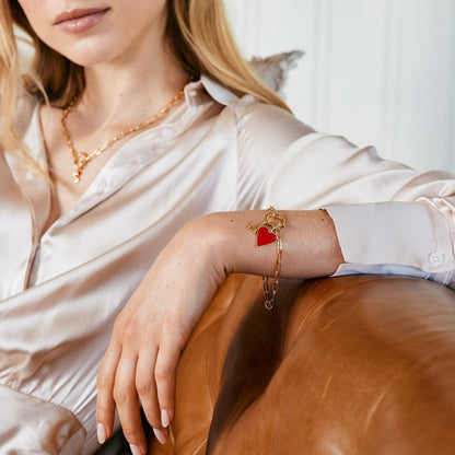 Cameron Heart Initial Bracelet - Lotus Diamond