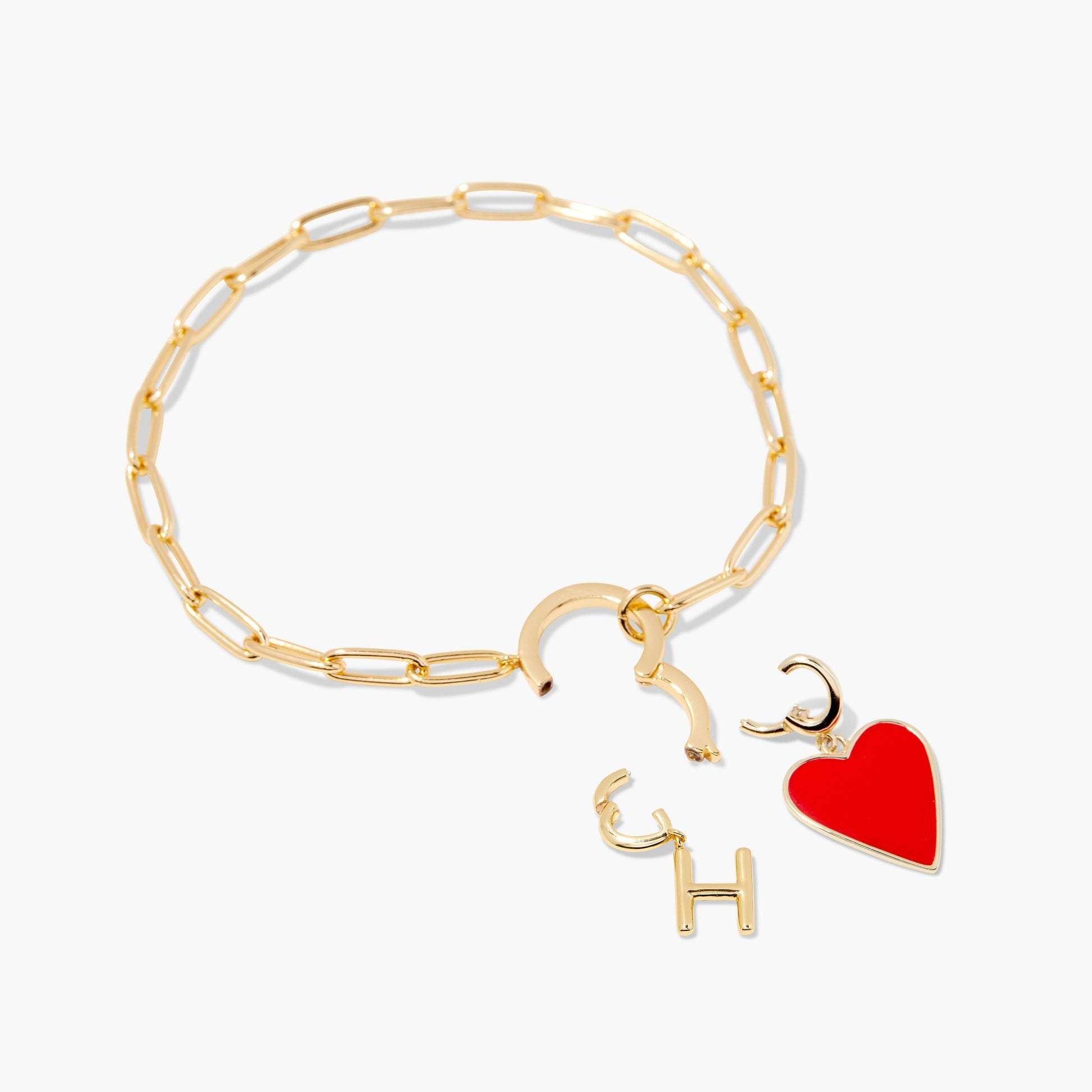 Cameron Heart Initial Bracelet - Lotus Diamond