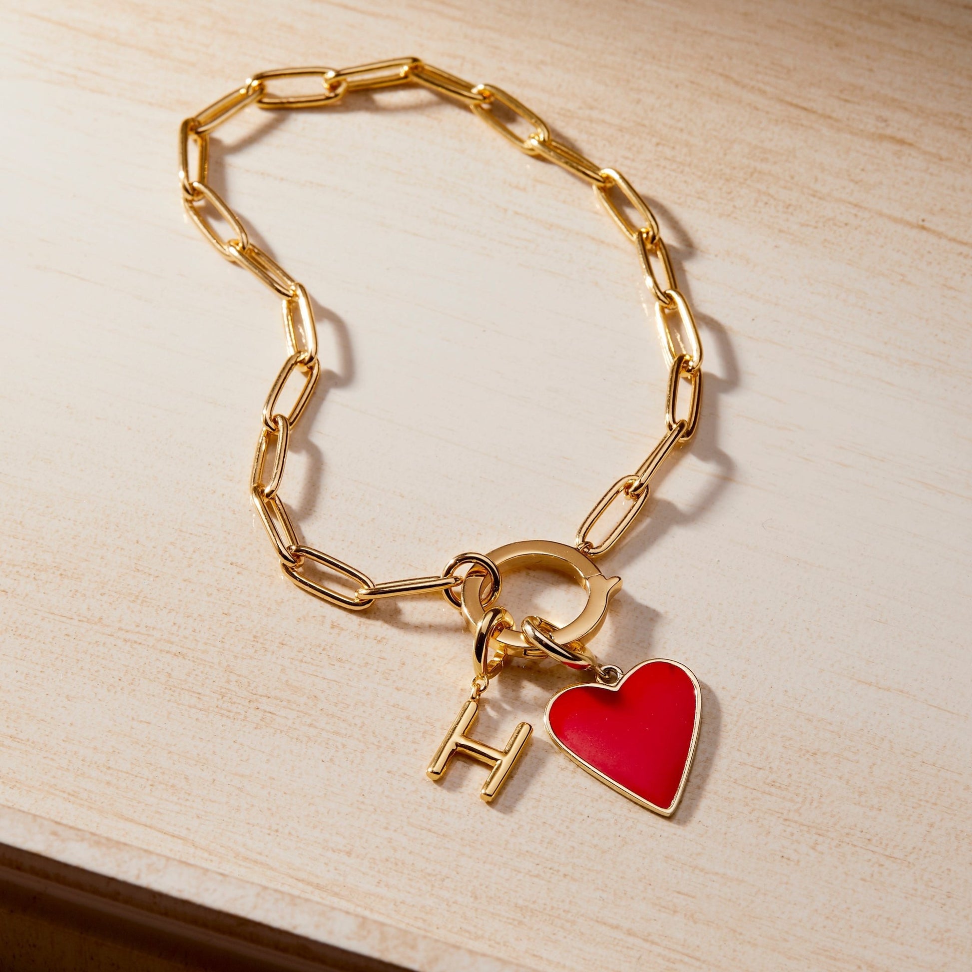 Cameron Heart Initial Bracelet - Lotus Diamond