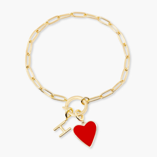 Cameron Heart Initial Bracelet - Lotus Diamond