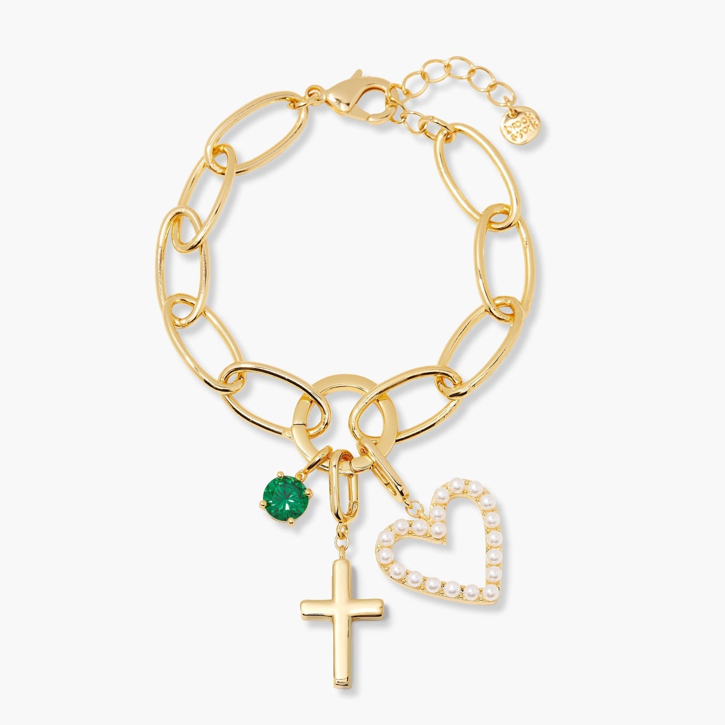 Cami Birthstone Cross Charm Bracelet - Lotus Diamond