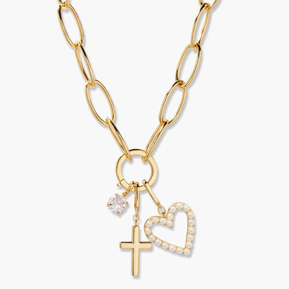 Cami Birthstone Cross Charm Necklace - Lotus Diamond