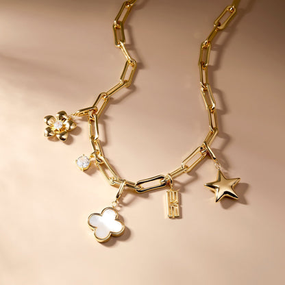 Cami Birthstone Initial Charm Necklace - Lotus Diamond