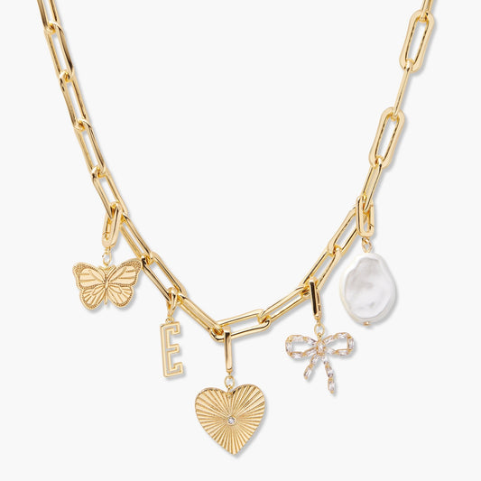 Cami Initial Charm Necklace - Lotus Diamond