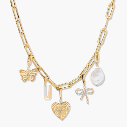 Cami Initial Charm Necklace - Lotus Diamond