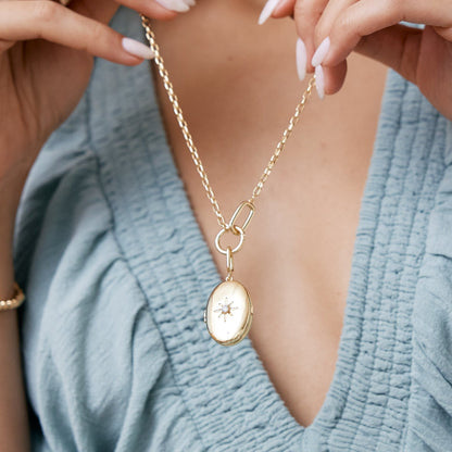 Cami Starburst Locket Charm - Lotus Diamond