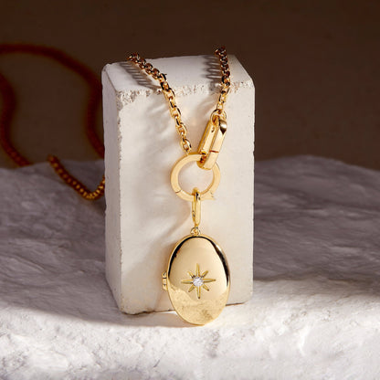 Cami Starburst Locket Charm - Lotus Diamond