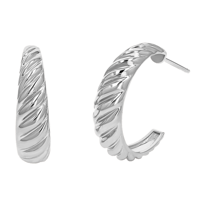 Celine Croissant Hoop Earrings - Lotus Diamond
