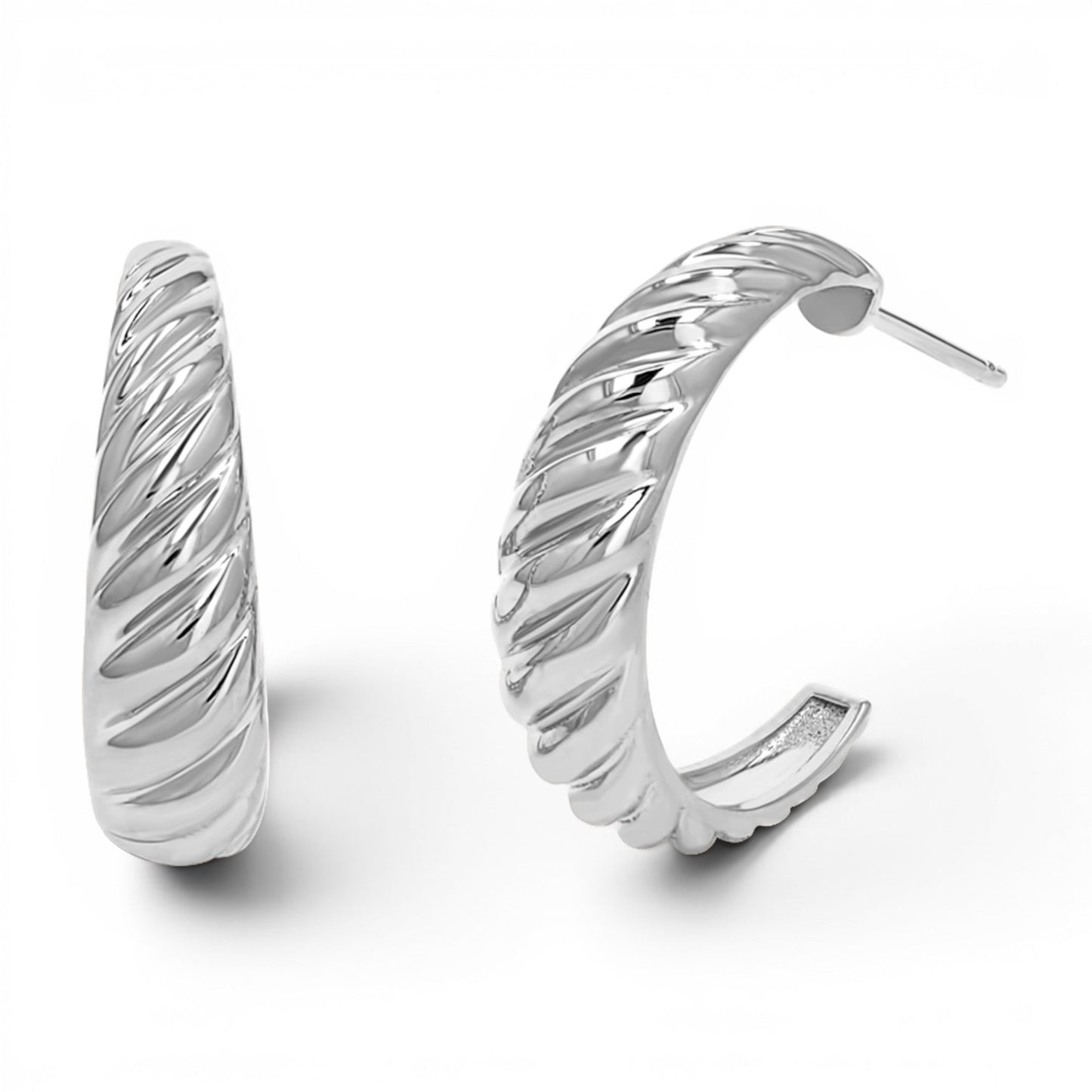 Celine Croissant Hoop Earrings - Lotus Diamond