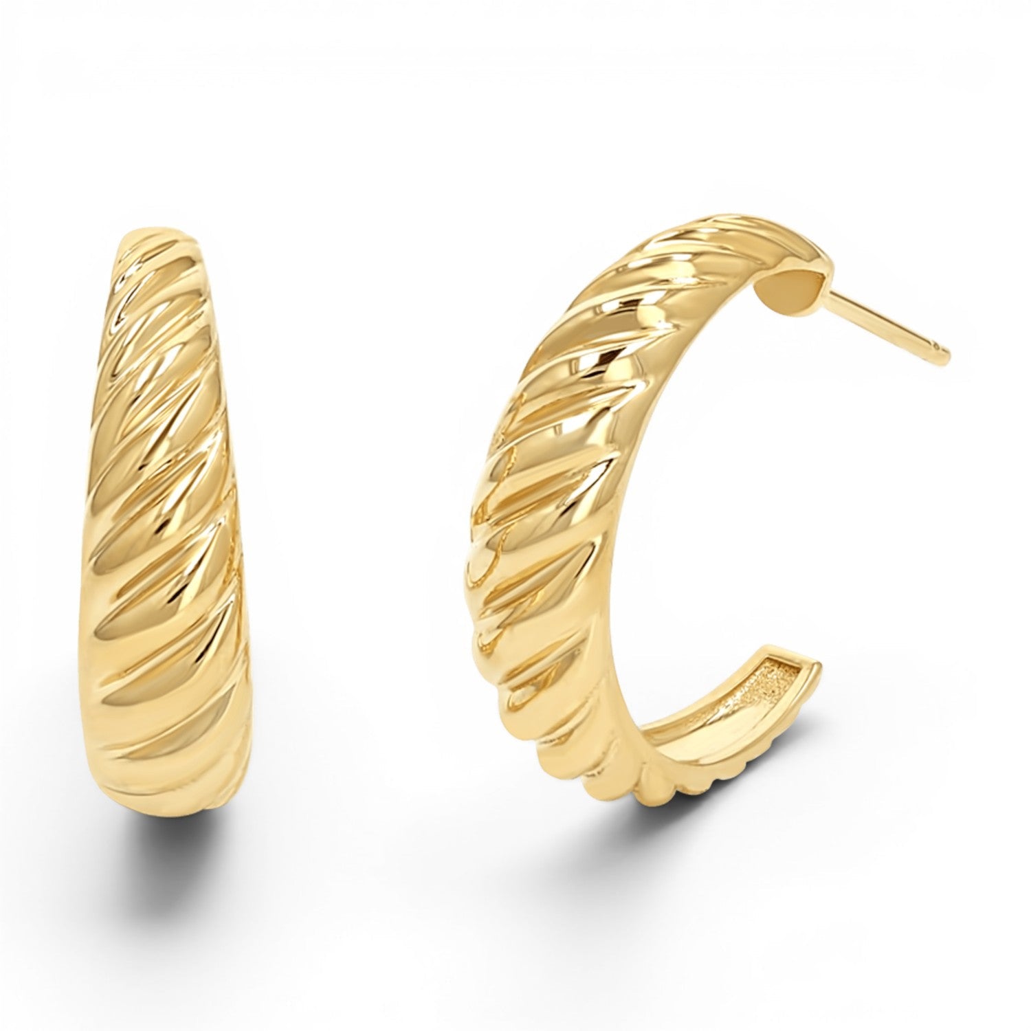 Celine Croissant Hoop Earrings - Lotus Diamond