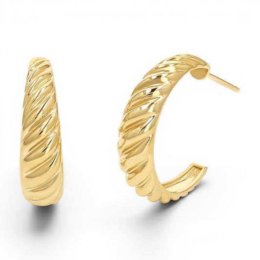 Celine Croissant Hoop Earrings - Lotus Diamond