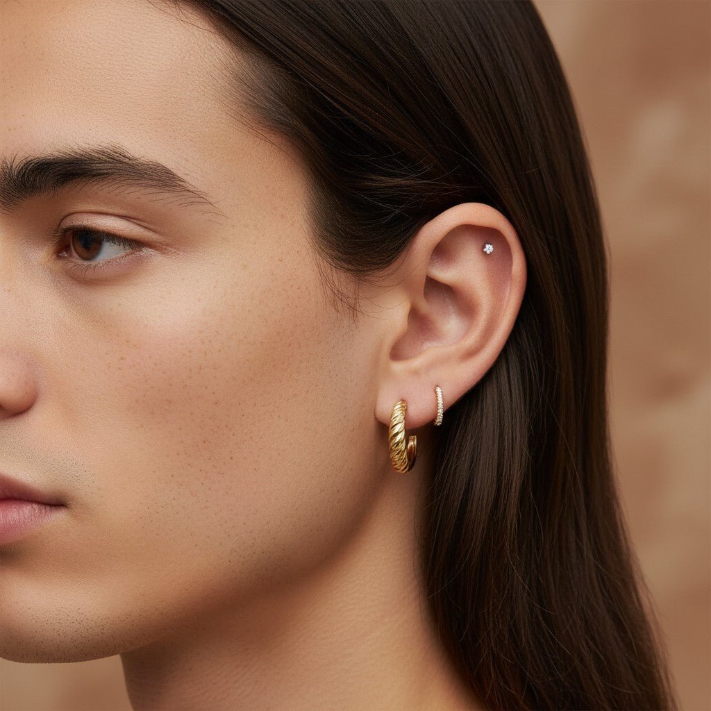 Celine Croissant Hoop Earrings - Lotus Diamond
