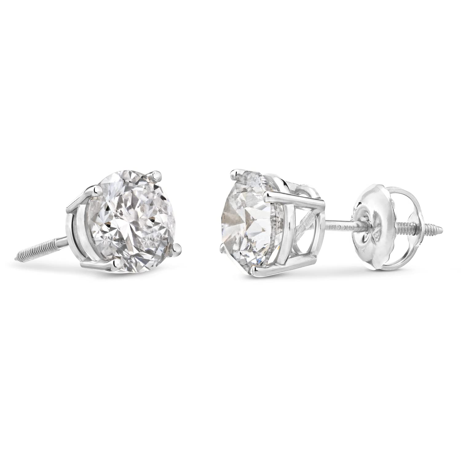 CERTIFIED 1 to 6 Carat LAB GROWN Solitaire Diamond Stud Earrings Round Cut 4 Prong Screw Back (D-F-G Color, VS1-VS2 Eye Clean Clarity) - Lotus Diamond