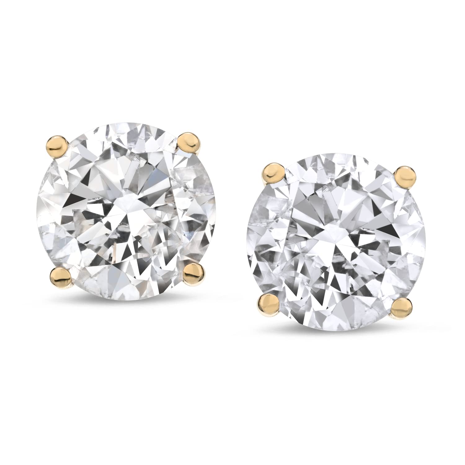 CERTIFIED 1 to 6 Carat LAB GROWN Solitaire Diamond Stud Earrings Round Cut 4 Prong Screw Back (D - F - G Color, VS1 - VS2 Eye Clean Clarity) - Lotus Diamond