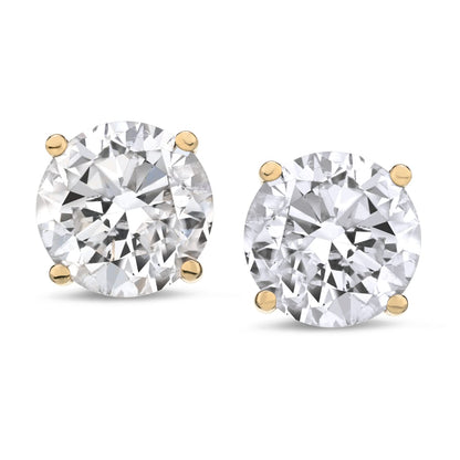 CERTIFIED 1 to 6 Carat LAB GROWN Solitaire Diamond Stud Earrings Round Cut 4 Prong Screw Back (D - F - G Color, VS1 - VS2 Eye Clean Clarity) - Lotus Diamond