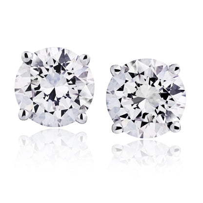 CERTIFIED 1 to 6 Carat LAB GROWN Solitaire Diamond Stud Earrings Round Cut 4 Prong Screw Back (D - F - G Color, VS1 - VS2 Eye Clean Clarity) - Lotus Diamond