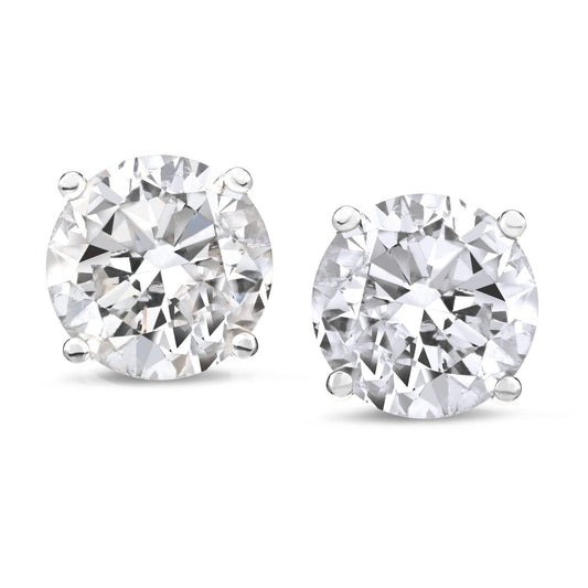 CERTIFIED 1 to 6 Carat LAB GROWN Solitaire Diamond Stud Earrings Round Cut 4 Prong Screw Back (D - F - G Color, VS1 - VS2 Eye Clean Clarity) - Lotus Diamond