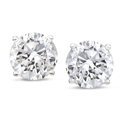 CERTIFIED 1 to 6 Carat LAB GROWN Solitaire Diamond Stud Earrings Round Cut 4 Prong Screw Back (D-F-G Color, VS1-VS2 Eye Clean Clarity) - Lotus Diamond