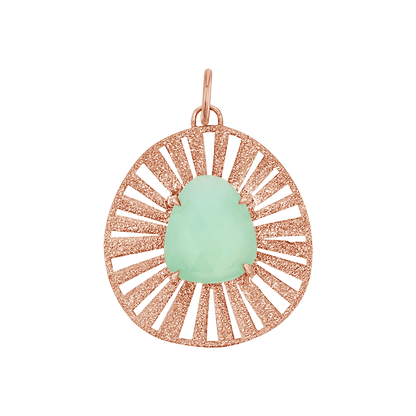 Chrysoprase Medallion Charm - Lotus Diamond