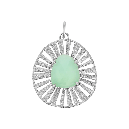 Chrysoprase Medallion Charm - Lotus Diamond