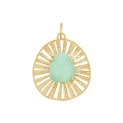 Chrysoprase Medallion Charm - Lotus Diamond